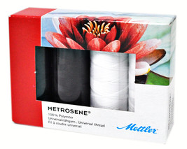 Mettler Metrosene 4 Spool Thread Set Black and White - £12.47 GBP