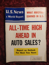 U S News World Report Magazine January 23 1959 Auto Sales Anastas Mikoyan - £8.65 GBP