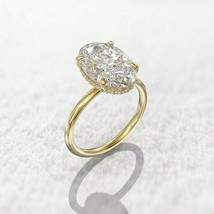 4CT Oval Simulated Diamond Solitaire Engagement Ring 14k Yellow Gold Plated - £168.14 GBP