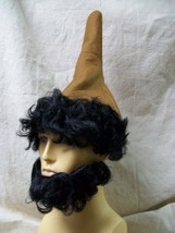 Fun Brown Elf Hat Black Wig Beard Dwarf Gnome Snow White Doc Grumpy Snee... - $11.95
