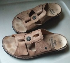 Finn COMFORT Pattaya Leather Sandals Sz 41 Women&#39;s 10 Tan with Gold - £29.16 GBP