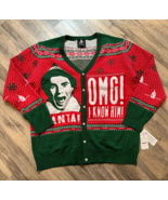 Elf Christmas Cardigan XXL Button Down Santa OMG I Know Him! Sweater Hol... - $18.29