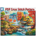 Nature Summer Landscape Cross Stitch Pattern / Instant Embroidery PDF Chart - $5.00
