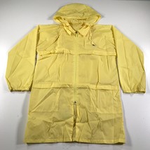Vintage Izod Lacoste Rain Coat Mens Medium Yellow Hooded Packable Vented - £25.96 GBP