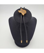 Western Cowboy Vintage Bolo Tie Faux Tigers Eye State of Texas Leather EUC - $21.60 CAD