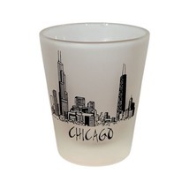VTG Chicago Sear&#39;s Tower Skyline Souvenir Frosted Shot Glass - Made in T... - £10.40 GBP