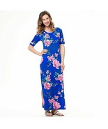 G.I.L.I. Regular Short-Sleeve Side Slit Maxi Dress, Blue Floral, X-Small... - £15.36 GBP