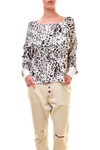 WILDFOX Womens Sweater Wildcat Animal Print Fashion Stylish Adri White Size S - £48.53 GBP