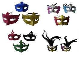 Lot of 12 Halloween Mask Venetian Masquerade Mask Party Ball Costume Assorted - £11.86 GBP