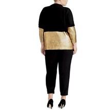 NWT Womens Plus Size 1X Rachel Roy Black Trendy Metallic Colorblock Knit Sweater - £31.42 GBP