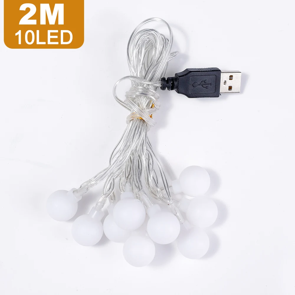 2/3/6M LED Round Ball String Lights USB Lamp Christmas Gar Fairy String Lighting - £126.52 GBP