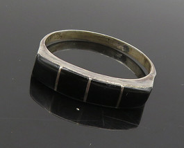 ZUNI 925 Sterling Silver - Vintage Black Onyx Dome Band Ring Sz 9 - RG18610 - £50.61 GBP