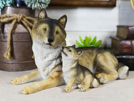 Ebros Alpha Gray Wolf Family Figurine 9.75&quot;L Timber Wolf Mother Resting ... - £23.56 GBP