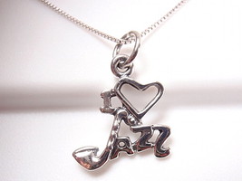 I LOVE JAZZ Pendant 925 Sterling Silver Corona Sun Jewelry Saxophone as the "J" - $7.19