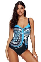 Boutique One PC Athletic Swimsuit NEW Blue Tribal Bathing Suit Padded NEW M,L,XL - £21.79 GBP