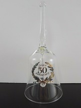 BEAUTIFUL GOLDEN 50th  ANNIVERSARY Glass Bell 8&quot; Tall x 4&quot; Base - $157.29 MXN