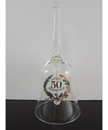 BEAUTIFUL GOLDEN 50th  ANNIVERSARY Glass Bell 8&quot; Tall x 4&quot; Base - $158.21 MXN
