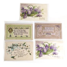 Lot 5 Antique Early 1900s Easter Greeting Card Postcards Floral Lilacs A... - $14.52