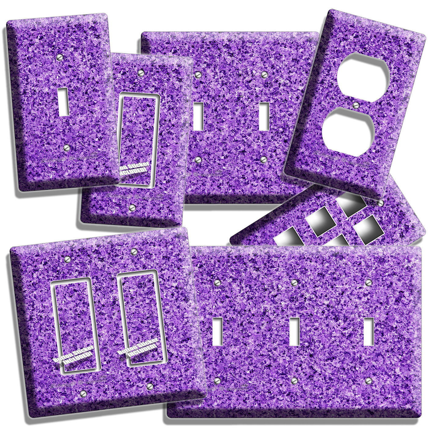 PURPLE GRANITE LOOK LIGHT SWITCH OUTLET WALL PLATES ROOM KITCHEN BATHROOM DECOR