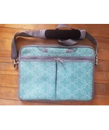 STUDIO C LAPTOP TOTE GREEN AND GRAY SATCHEL SHOULDER STRAP - £9.52 GBP