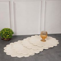 Set of 4 Glass Beaded Placemats Decorative Round Placemat for Dining Floral Shap - £79.08 GBP