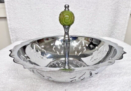 Farber &amp; Shelvin Deco Chrome &amp; Carved Bakelite Candy Nut Bowl Open Pierced - $28.22