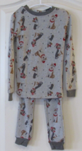 HOLIDAY FAM JAMS 2PC Pajama Set Gray Santa Dogs Boy&#39;s 3T NWT - $276.68 MXN