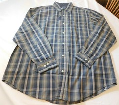 Roundtree &amp; Yorke Men&#39;s Long Sleeve Button Up Shirt Size L Plaid Navy Multi NWT - £19.83 GBP