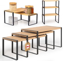 Ibyx Premium Kitchen Cabinet Organizer Shelf - Set Of, Natural Wood, Bla... - $32.92