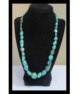 DTR 925 Authentic Turquoise Chunk Necklace Vintage 19&quot; with Extender N037 - €84,94 EUR