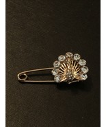 Gold Rhinestone Peacock Stock Tie Pin Horse Show Fox Hunting Eventing Dr... - $14.46