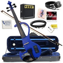 Electric Violin Bunnel Edge Outfit 4/4 Full Size (Clear) (Blue)  High-Qu... - $611.99