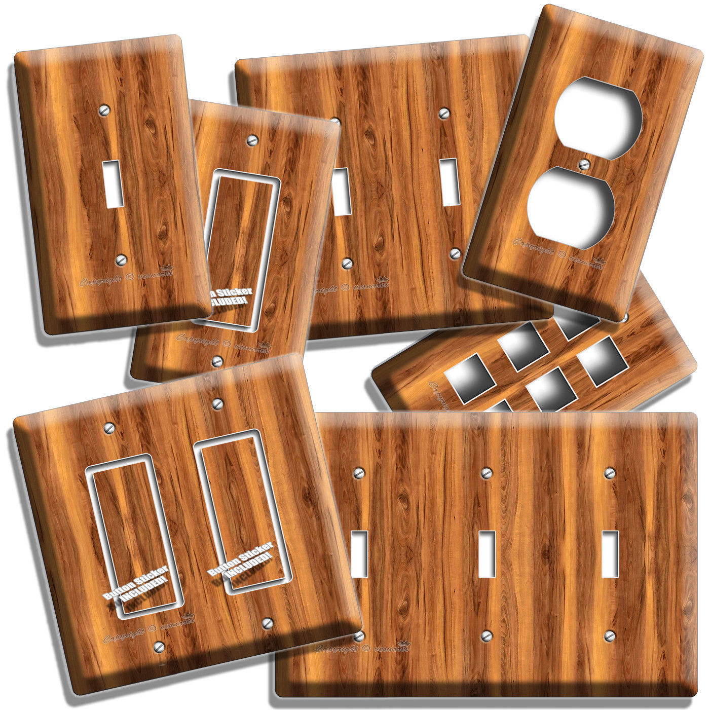 RICH WALNUT WOOD GRAIN TEXTURE STYLE LIGHT SWITCH OUTLET WALL PLATES HOME DECOR