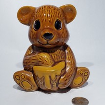 Vintage Brown Ceramic Bear Honey Holder Homey Pot Marked Made in Taiwan B - £13.54 GBP