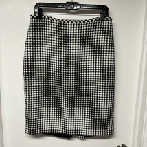 Ann Taylor LOFT Black White Houndstooth Wool Blend Straight Pencil Skirt Size 10 - £20.24 GBP