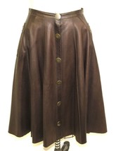 2006 Lanvin Skirt Lambskin Brown Full Sz EU 40/US 14 Snap Zipper Detail ... - $617.22