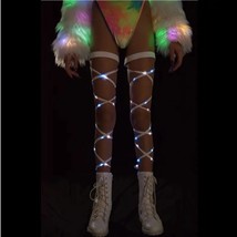 LED Light Up Thigh Wrap Straps – Rave Festival Glow Leg Bands 76.8” Rech... - $281.36 MXN
