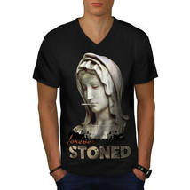 Stoned Weed Stoner Rasta Shirt Ancient Men V-Neck T-shirt - £10.44 GBP