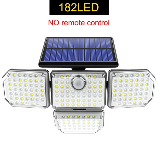 8000W 182LED Solar Lights Outdoor Waterproof Wall Lamp with Adjustable 4 Heads S - £212.29 GBP