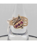 Vtg 18k Gold Plated Red Crystal Birthstone Ring January July Swoop Size 9 - $24.99