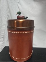 Copper AND LEATHER Humidor Canister Jar Mid Century Duk-It McDonald DUCK... - $49.49