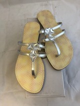 NICHOLE SIMPSON Women&#39;s Strappy Flip Flop Silver Size 5 - $27.58