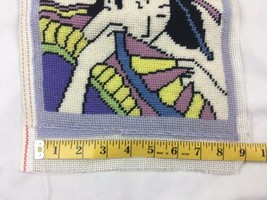 Finished needlepoint tapestry Japanese geisha Rough 9”x12” - $24.74