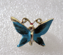 Blue with Black Accents Enamel Butterfly Lapel Hat Pin Badge - £7.87 GBP