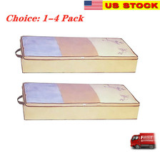  Flexible Zippered Under Bed Storage Bag Fabric Underbed Clothes Storage - £5.52 GBP+