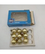 Vintage Christmas Shiny Brite Glass Mini 1&quot; Ornaments Orig Box 9 Gold - $11.86