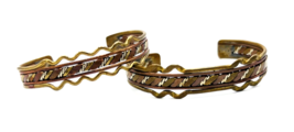 Lot Of Two Tri Tone Unisex Copper Cuff Bracelets - £18.82 GBP