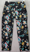 Zac &amp; Rachel Pants Women&#39;s Size 10 Black Floral Rayon Stretch Flat Front Pull On - £13.79 GBP