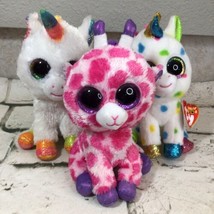 Ty Beanie Boos Lot Of 3 Stuffed Animals Unicorns Giraffe Twigs Pity Harmonie - £11.62 GBP