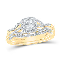 10kt Yellow Gold Princess Diamond Square Bridal Wedding Ring Band Set 1/2 Cttw - £642.17 GBP